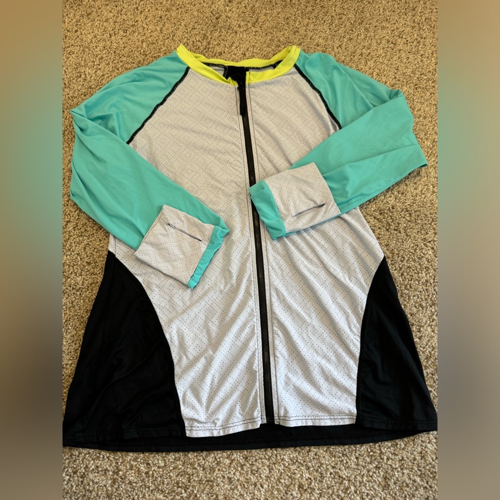 {BEACH HOUSE SPORT} Zip Up Perforated Rash Guard